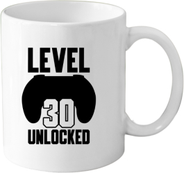 Cana din ceramica haioasa Aniversare 30 ani alba 330 ml model Gamer 