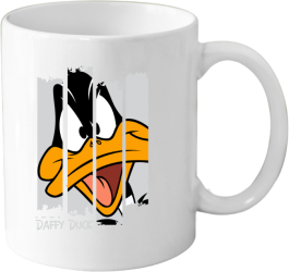 Cana din ceramica haioasa desene animate vechi 330 ml alba tematica Daffy Duck 2 