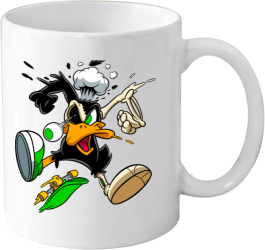 Cana din ceramica haioasa desene animate vechi 330 ml alba tematica Daffy Duck 