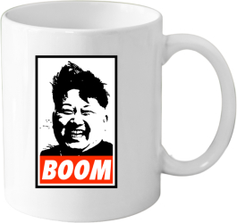 Cana din ceramica haioasa desene animate vechi 330 ml alba tematica Kim Jong Un BOOM 