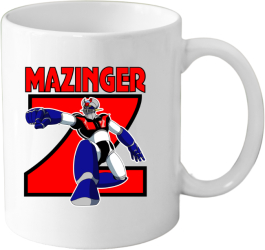 Cana din ceramica haioasa desene animate vechi 330 ml alba tematica Mazinger Z 