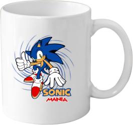 Cana din ceramica haioasa desene animate vechi 330 ml alba tematica Sonic 