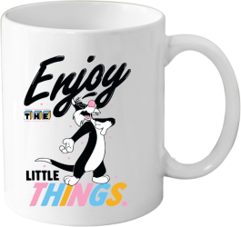 Cana din ceramica haioasa desene animate vechi 330 ml alba tematica Sylvester Enjoy the Little Things 
