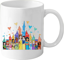 Cana din ceramica haioasa Disney Princess model cu personaje Disney 330 ml 