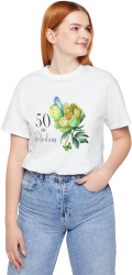 Tricou Dama Aniversar 50 ani marimea M alb 