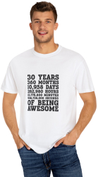 Tricou personalizat barbati aniversare 30 ani alb marimea M amuzant 