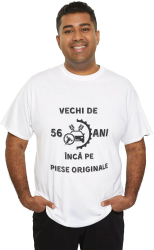 Tricou personalizat barbati negru 56 ani si inca pe piese originale pentru aniversare marimea M 