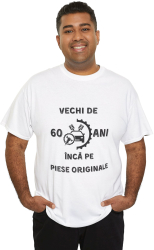 Tricou personalizat barbati negru 60 ani si inca pe piese originale pentru aniversare marimea L 