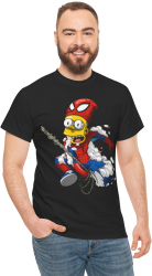 Tricou personalizat barbati negru tematica The Simpsons SpiderMan desene animate vintage marimea M 