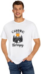 Tricou personalizat Camping Therapy pentru iubitorii de natura barbati alb marimea M 