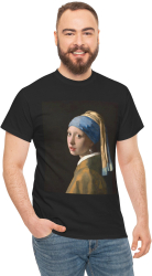 Tricou personalizat Johannes Vermeer Girl with a Pearl Earring negru marimea M 