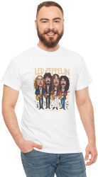 Tricou personalizat Music alb bumbac Led Zeppelin marimea L 