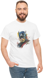 Tricou personalizat Super Eroi Marvel Captain America alb marimea M 