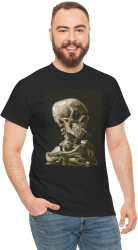 Tricou personalizat Vincent van Gogh Scheletul cu Tigara negru marimea M 
