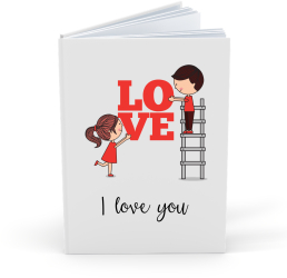 Agenda/Jurnal pentru EA Ziua indragostitilor cu mesaj I LOVE You alba 100 de file albe 
