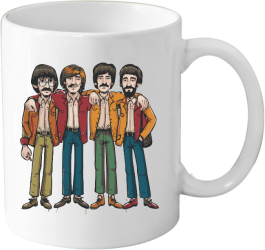 Cana din ceramica haioasa 330 ml alba pentru pasionatii de muzica The Beatles 2 