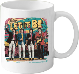 Cana din ceramica haioasa 330 ml alba pentru pasionatii de muzica The Beatles 3 