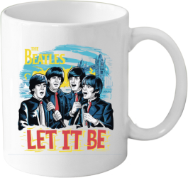 Cana din ceramica haioasa 330 ml alba pentru pasionatii de muzica The Beatles 4 