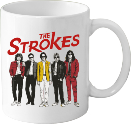 Cana din ceramica haioasa 330 ml alba pentru pasionatii de muzica The Strokes 