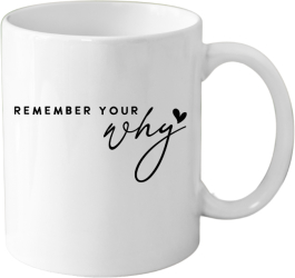Cana din ceramica haioasa cu mesaj inspirational/motivational alba 330 ml model Remember your WHY 