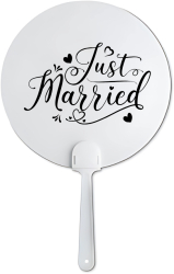 Evantai pentru mireasa accesoriu pentru nunta alb Just Married 