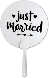 Evantai pentru mireasa accesoriu pentru nunta vara alb Just Married 