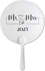 Evantai pentru mireasa accesoriu pentru nunta vara alb Mr & Mrs 2025 