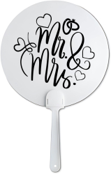 Evantai pentru mireasa accesoriu pentru nunta vara alb Mr and Mrs 