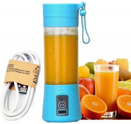 Mini Blender Portabil 4 in 1 electric pentru prepararea de sucuri 4 lame Pentru Calatorie Incarcare USB 1500 Mah albastru 