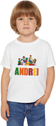Tricou aniversare personalizat cu nume pentru copii LEGO 