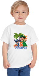 Tricou aniversare personalizat cu nume si varsta pentru copii tematica Lilo si Stitch pentru baieti 