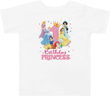 Tricou copii aniversar tematica Printese Disney La multi ani pentru fetite 1 AN 