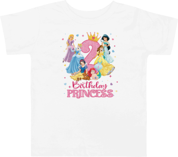 Tricou copii aniversar tematica Printese Disney La multi ani pentru fetite 2 ANI 