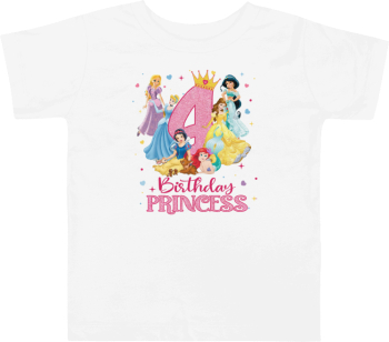 Tricou copii aniversar tematica Printese Disney La multi ani pentru fetite 4 ANI 