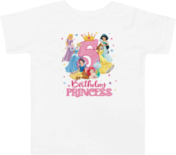 Tricou copii aniversar tematica Printese Disney La multi ani pentru fetite 5 ANI 