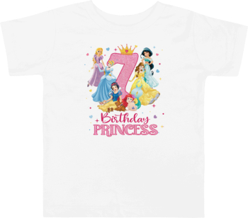 Tricou copii aniversar tematica Printese Disney La multi ani pentru fetite 7 ANI 
