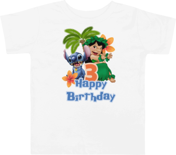 Tricou copii aniversare 3 ani tematica Lilo si Stitch Happy Birthday 