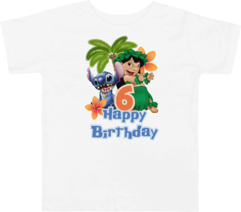 Tricou copii aniversare 6 ani tematica Lilo si Stitch Happy Birthday 
