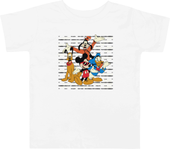 Tricou personalizat copii 3-4 ani alb tematica Mickey Mouse Donald Goofy 