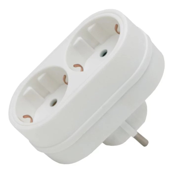 Distribuitor dublu schuko cu protectie 1 schuko tata la 2 schuko mama 