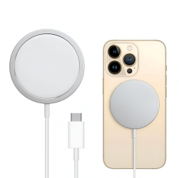 Incarcator wireless Apple MagSafe by ONSG® cablu USB Type-C 1m 15W Alb