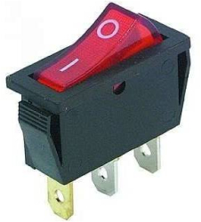 Intrerupator 3 poli 1 buton rosu ON-OFF 250V 15A cu retinere 