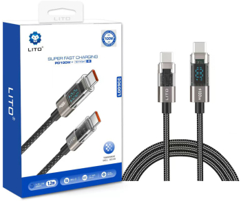 Cablu de Date cu Mufe Lightning Type-C 100W 1.2m X24 Silicon Lito LD09 X24 Silicon Black