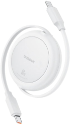Cablu de Date Type-C la Type-C 60W 1m A76 Policarbonat Baseus Free2Pull Mini P10364500211 01 A76 Policarbonat Moon White 