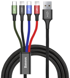 Cablu de Date USB la Type-C 20W 1.2m 4in1 A94 Aluminiu Baseus Rapid CA1T4 A01 A94 Aluminiu Black 