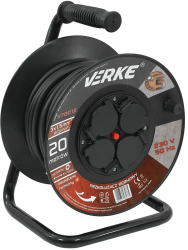 Cablu prelungitor pe bobina Verke 20m 4 prize 3X1.5 mm V70012 