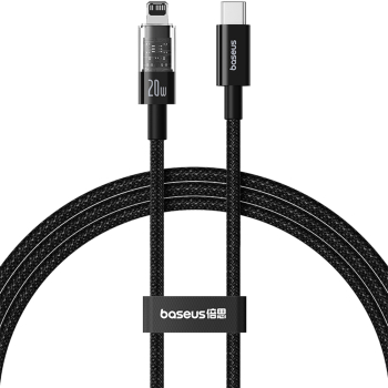 Cablu USB-C la Lightning Fast Charging 20W 1m A70 Nailon Baseus Gem P10373001111 00 A70 Nailon Cluster Black