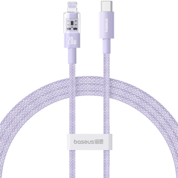 Cablu USB-C la Lightning Fast Charging 20W 1m A80 Nailon Baseus Gem P10373001511 00 A80 Nailon Nebula Purple 