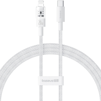 Cablu USB-C la Lightning Fast Charging 20W 2m A95 Policarbonat Baseus Gem P10373001211 01 A95 Policarbonat Moon White 