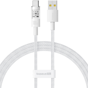 Cablu USB la Type-C Super Fast Charging 100W 2m A87 Nailon Baseus Gem P10373002211 01 A87 Nailon Moon White 